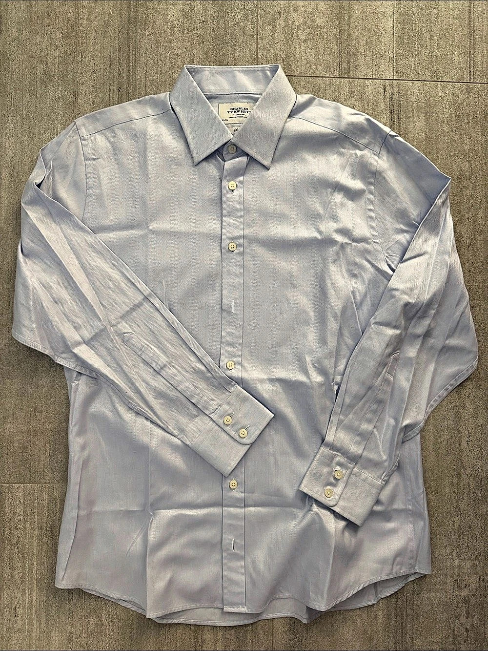 Charles Tyrwhitt Herringbone Slim Fit Dress Shirt Blue 161⁄2/34